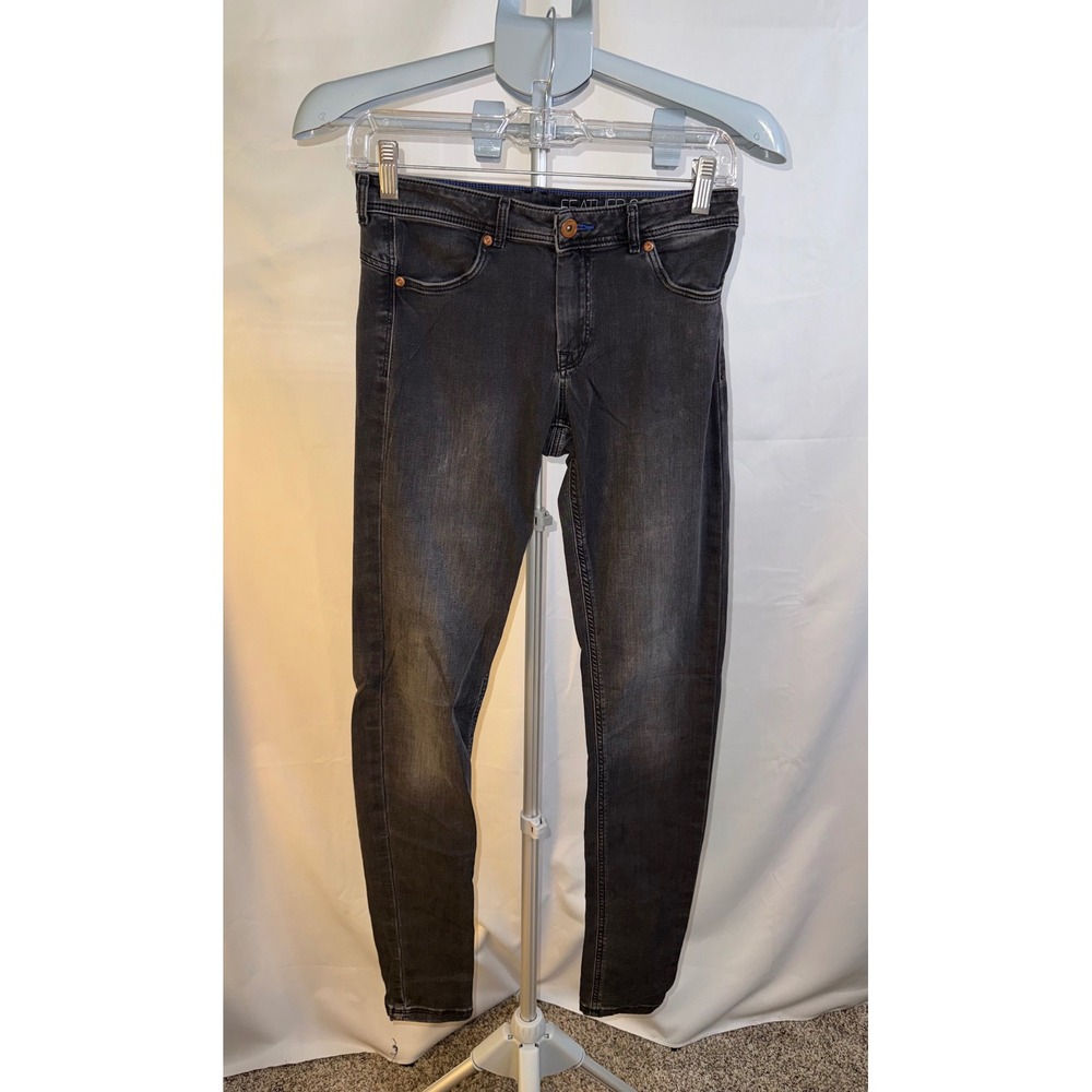 HM Feather Soft Jeggings Mens 30x32 Faded Black Low Waist Skinny Denim Pants‎